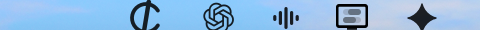 Halopen running in the macOS menu bar — the halo arc plus pen mark visible at native size, next to the system tray
